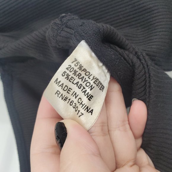 Princess Polly Becca Long Sleeve Underwire Crop Top Black Ribbed Size 6 - Picture 7 of 9